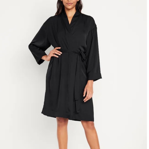 NWT OLD NAVY Satin Pajama Robe Color: Black Jack - Picture 1 of 12